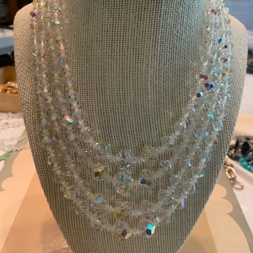 Vintage 4 strand crystal necklace